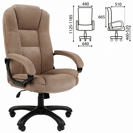Кресло офисное Chairman CH 600, велюр, бежевое, 7158673