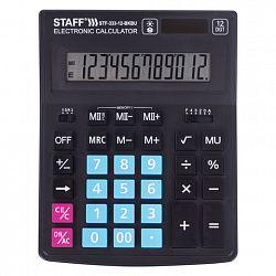 Калькулятор настольный STAFF PLUS STF-333-BKBU (200x154 мм) 12 разрядов, ЧЕРНО-СИНИЙ, 250461
