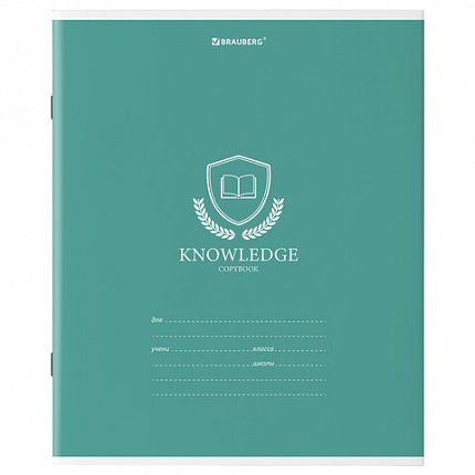 Тетрадь 18 л. BRAUBERG линия, обложка картон, "ОДНОТОННЫЙ С ЭМБЛЕМОЙ", 106483