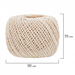 Шпагат хлопковый для прошивки документов, вязания, макраме, длина 200 м, диаметр 2 мм, BRAUBERG, 700363