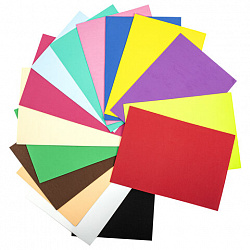 Пористая резина/фоамиран А4, 1 мм, НАБОР, 15 листов, 15 цветов, яркие цвета, ОСТРОВ СОКРОВИЩ, 665097