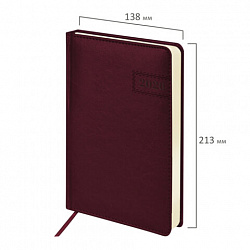Ежедневник датированный 2026 А5 138x213 мм, BRAUBERG "Imperial", под кожу, бордо, 117060