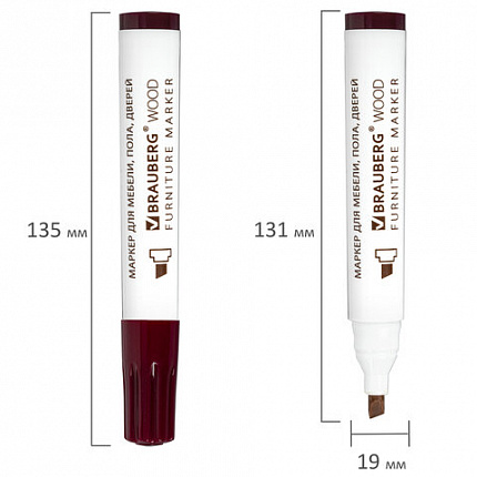 Маркеры для ремонта мебели и изделий из дерева, 6 ЦВЕТОВ, BRAUBERG WOOD, 152203