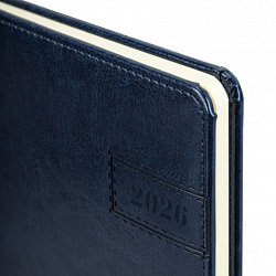 Еженедельник датированный 2026, А5, 145х215 мм, BRAUBERG "Imperial", под кожу, синий, 117174