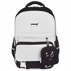 Рюкзак SNOOBAG (СНУБЭГ) PROACTIVE с кошельком, 2 отделения, "Позитив", черно-белый, 40х29х17 см, 274447