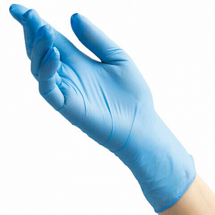 Перчатки нитриловые медицинские смотровые 100 пар (200 штук), размер 8-9, L (большой), голубые, BENOVY Nitrile Chlorinated