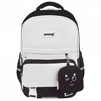 Рюкзак SNOOBAG (СНУБЭГ) PROACTIVE с кошельком, 2 отделения, "Позитив", черно-белый, 40х29х17 см, 274447
