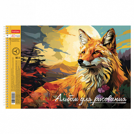 Альбом для рисования А4 40 л., спираль, обложка картон+тиснение, HTB, 198х300 мм, "Дикий мир России" (4 вида), 085173, 40А4тВсп