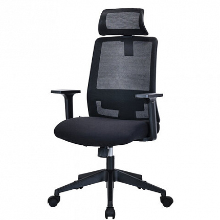 Кресло BRABIX PREMIUM "Agent ER-404", поясничная поддержка, регулируемый подголовник, ткань/сетка, черное, 532970