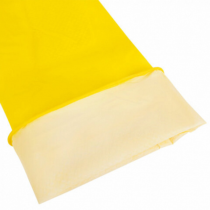 Перчатки МНОГОРАЗОВЫЕ латексные с хлопчатобумажным напылением, желтые, размер 6,5-7, S (малый), вес 50 г, KOMFI, DGL024P