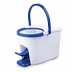 Швабра с отжимом и ведром 11л/5л, центрифуга, отжим педалью, круглая насадка липучка, бело-синий, LAIMA, 601459