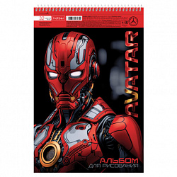 Альбом для рисования А4 32 л., спираль, металлизированный картон, выборочный лак, HATBER, 198х300 мм, "Avatar" (5 видов), 085221, 32А4мтлВсп