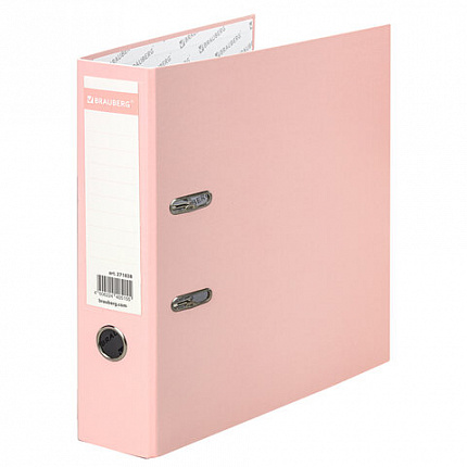 Папка-регистратор BRAUBERG PASTEL ламинированная, 75 мм, цвет персиковый, 271838