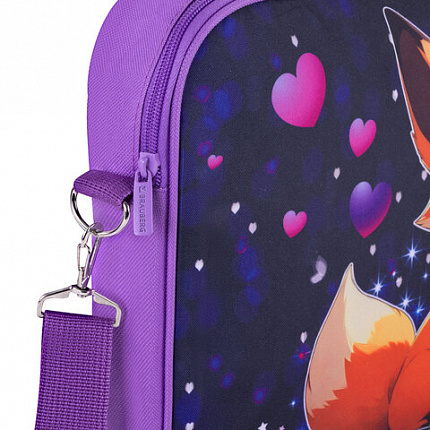 Папка на молнии с ручками BRAUBERG KIDS А4, 1 отделение, регулируемый плечевой ремень, 60 мм, "Сказочная лиса", 273317