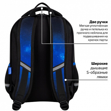 Рюкзак BRAUBERG OPTIMA, 2 отделения, с брелоком, "Brave astronaut", 3D-панель, 36х27х18 см, 273159