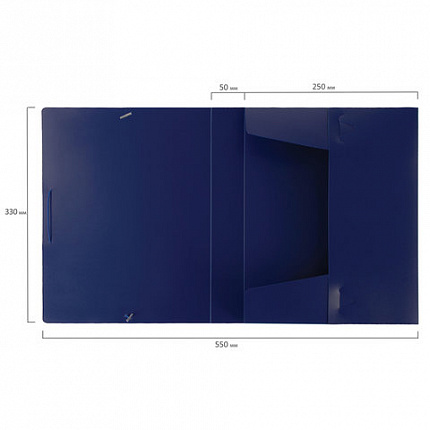 Папка-короб на резинках BRAUBERG, 50 мм, синяя, 0,7 мм, 224162