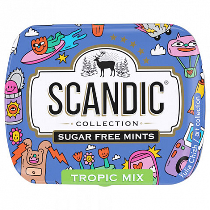 Драже освежающие SCANDIC без сахара со вкусом "Тропический микс", 14 г.