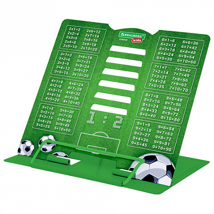 Подставка для книг и учебников BRAUBERG KIDS mini "Football" с таблицей умножения, регулируемый угол наклона, металлическая, 238968