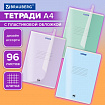 Тетрадь пластиковая обложка (прозрачная) А4, 96 листов, скоба, клетка, BRAUBERG "Smart Cover", АССОРТИ (микс в спайке), 405042