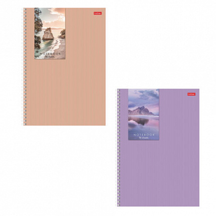 Тетрадь А4 96 л., HATBER, гребень, клетка, матовая ламинация, "Прикосновение к природе" (микс), 087981, 96Т4лВ1гр