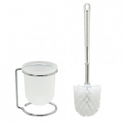 Ершик для унитаза с подставкой, маталл + пластик, хромированный, LAIMA, 607426