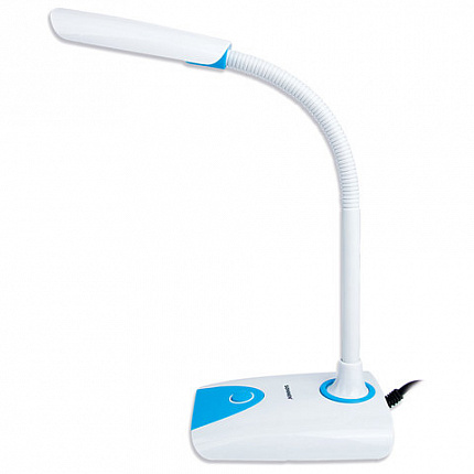 Настольная лампа-светильник SONNEN OU-146, на подставке, светодиодная, 4 Вт, белый/синий, 236671