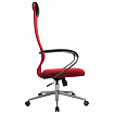Кресло офисное МЕТТА "SU-B-8" хром, ткань-сетка, сиденье мягкое, красное