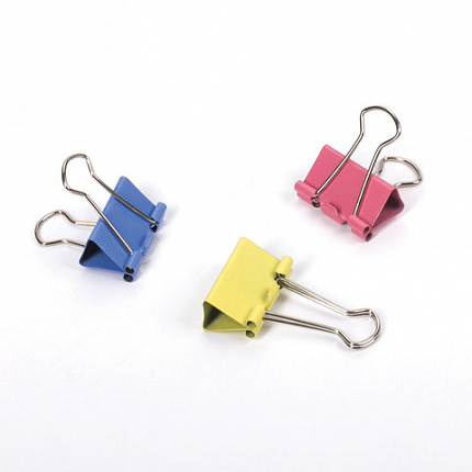 Зажимы для бумаг STAFF "Profit", КОМПЛЕКТ 12 шт., 25 мм, на 100 листов, цветные, картонная коробка, 225157