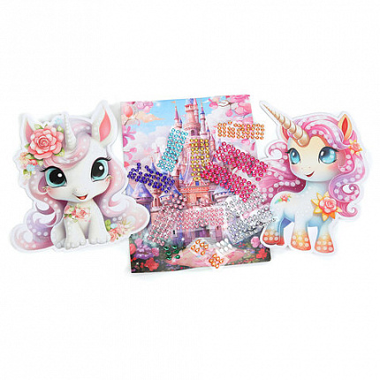 Алмазная мозаика детская АССОРТИ 10 видов, 17х23 см, на картоне, МУЛЬТИ АРТ, 5940