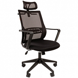 Кресло Chairman СН 545, регулируемый подголовник, вешалка плечики, сетка/ткань TW, черное, 7126770