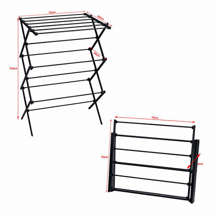 Сушилка напольная МИНИ для белья раскладная, 6 уровней, 10 метров, LAIMA HOME LADDER BLACK, 700473