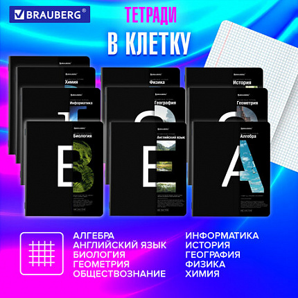 Тетради предметные, КОМПЛЕКТ 12 ПРЕДМЕТОВ, 48 л., матовая ламинация, BRAUBERG, "INTELLIGENCE", 404845