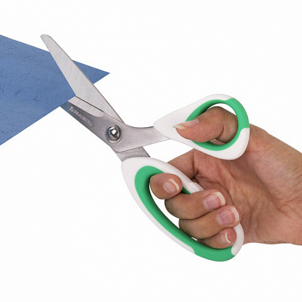 Ножницы BRAUBERG "MAXI" КОМПЛЕКТ 4 шт.: 115, 145, 205 мм + сниппер (для ниток), бело-зеленые ручки, 272982