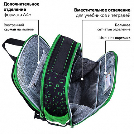 Ранец BRAUBERG FIT, 2 отделения, "Night warrior", 38х27х14 см, 272023