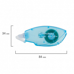 Клей-лента BRAUBERG STANDARD, 6 мм х 8 м, корпус матовый голубой, блистер, 273027