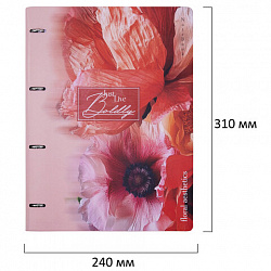 Тетрадь на кольцах БОЛЬШАЯ А4, 240х310 мм, 120 л., под кожу, BRAUBERG VISTA, "Bloom", 405205