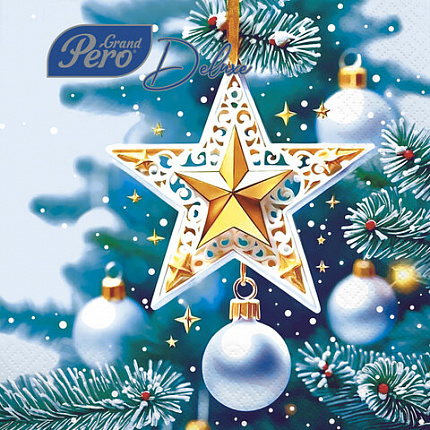 Салфетки бумажные 20 шт, 33х33см, "Кремлевская звезда",3 слоя, европодвес,GrandPero Deluxe,ш/к 82845