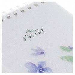 Блокнот МАЛЫЙ ФОРМАТ А6 80 л., мягкий гребень, пластик, фольга, клетка, HATBER, BLUE FLOWERS, 090245, 80Б6A1мс_33478