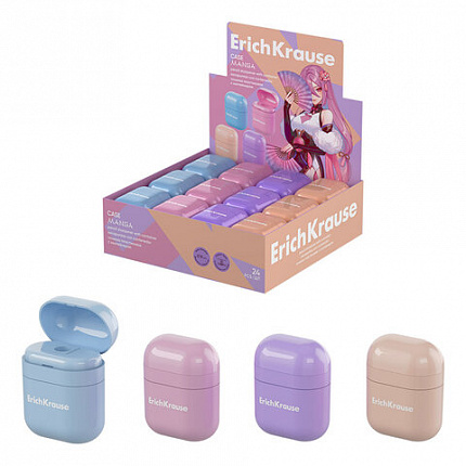 Точилка ERICH KRAUSE Case Manga, с контейнером, пластиковая, корпус ассорти, 60041