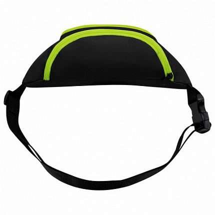 Сумка на пояс HEIKKI RIO (ХЕЙКИ), карман, регулируемый ремень, черная/салатовая, 30х12x10 см, 272615