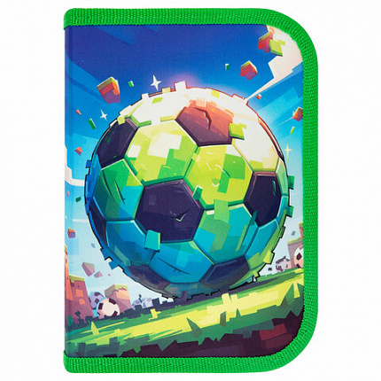 Пенал ПИФАГОР, 1 отделение, 1 откидная планка, полиэстер, 19х13 см, "Football match", 273476