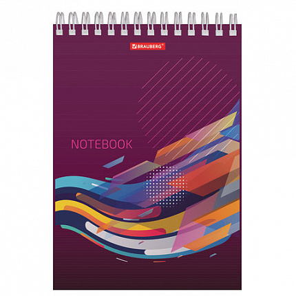 Блокнот А5 146х205 мм, 60 л., гребень, картон, жесткая подложка, клетка, BRAUBERG, "На волне успеха", 129813