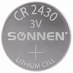 Батарейка литиевая SONNEN Lithium CR2430 "таблетка, дисковая, кнопочная" 1 шт., блистер, 455600