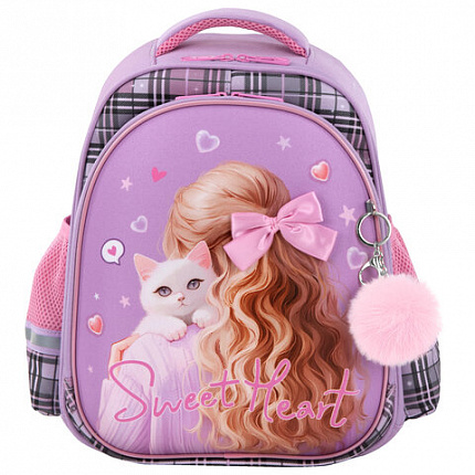 Ранец BRAUBERG STABLE, 2 отделения, с брелком, "Trendy girl", нашивка, 36х28х16 см, 274388