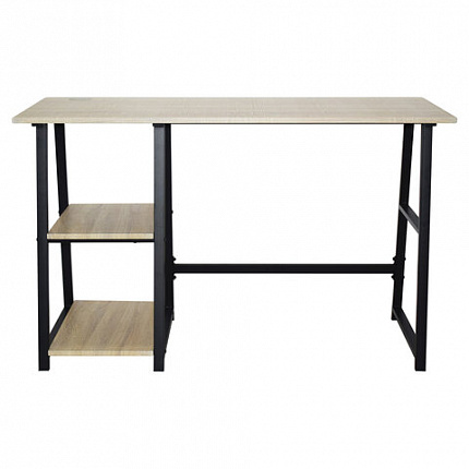 Стол на металлокаркасе BRABIX "LOFT CD-006", 1200х500х730 мм, 2 полки, цвет дуб натуральный, 641226