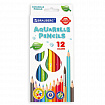 Карандаши цветные акварельные BRAUBERG PREMIUM AQUARELLE, 12 цветов, трехгранные, утолщенный грифель 4 мм, натуральное дерево, 181671