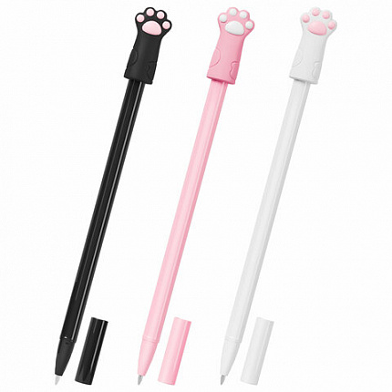 Ручка с топпером шариковая масляная FUNSTER "CAT PAWS", СИНЯЯ, корпус ассорти, пишущий узел 0,7 мм, линия письма 0,35 мм,144369