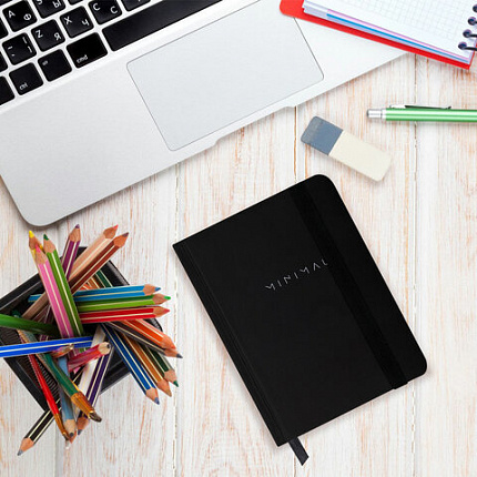 Блокнот с резинкой в клетку 96 л., МАЛЫЙ ФОРМАТ А6, 109х148 мм, твердая обложка, BRAUBERG, "Minimal", 116333