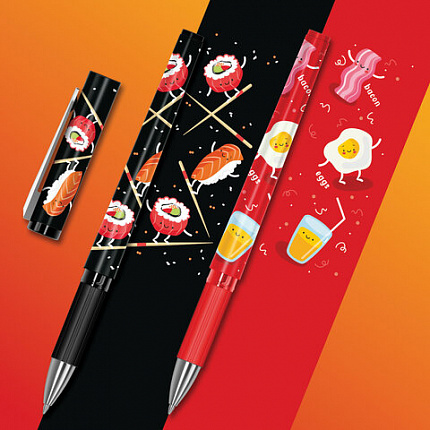 Ручка шариковая с грипом FUNSTER GRIP "TASTY FOOD", СИНЯЯ, пишущий узел 0,7 мм, линия письма 0,35 мм, 144394