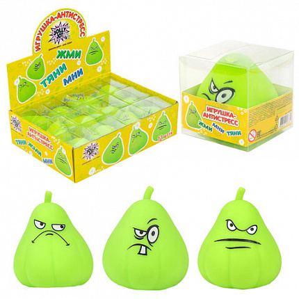 Игрушка-антистресс "ГРУША-ЗЛЮКА", 9х7 см, ассорти, 3 вида, дисплей, JOLLY JOT (ДЖОЛЛИ ДЖОТ), 665790